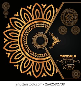 Premium Luxurious Golden Mandala Design | Royal Blue Background Art