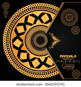 Premium Luxurious Golden Mandala Design | Royal Blue Background Art