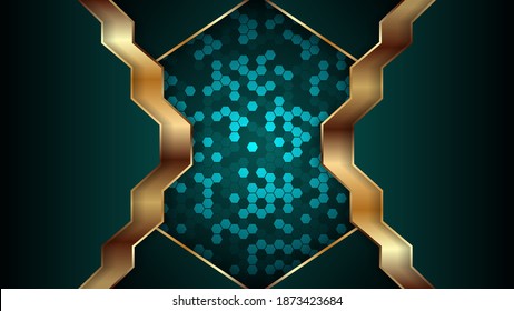Premium luxury abstract background with gold on edge background and dynamic shadow on background. Vector background. Eps 10