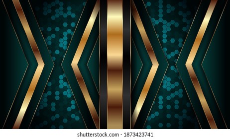 Premium luxury abstract background with gold on edge background and dynamic shadow on background. Vector background. Eps 10