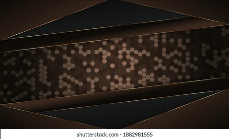 Premium luxury abstract background with gold color on edge background and dynamic shadow. Vector background. Eps 10