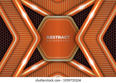 Premium Luxury Abstract Orange and Golden Hexagon Background