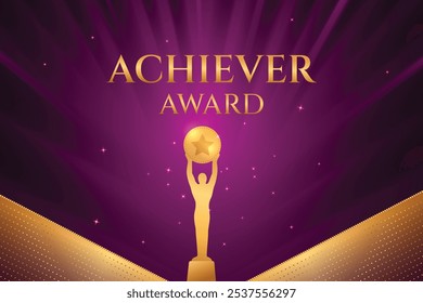 Premium Luxury Award On Pink Background. Grand Royal Ceremony Vibe Award Celebration Template Concept Design Vector Illustration