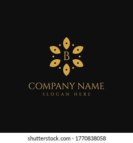 Plantilla de vectores de diseño de logotipo B de lujo premium. Vector de Logotipo Carta B de Gold Luxurious Fashion Beauty Company. Flor premium con diseño de iconos de letra B. Logotipo de borde de joyería de lujo.