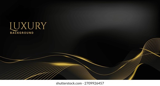 Premium luxury black background design with gold shining line ornament. Design for awards, banners, celebrations, advertisements, anniversaries.