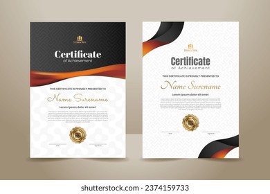 Premium Luxury Certificate Template Design with Black and Shiny Red Ornament. Vector Illustration