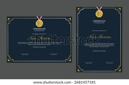 Premium luxury certificate template. Elegant certificate of appreciation design with retro border.