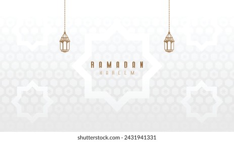 Premium luxury clean white minimalist background wallpaper design celebrating Ramadan, the month of fasting full of blessings