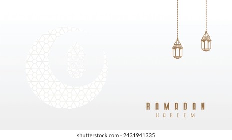 Premium luxury clean white minimalist background wallpaper design celebrating Ramadan, the month of fasting full of blessings