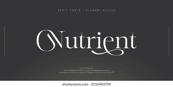 Premium luxury elegant alphabet letters and numbers. Elegant wedding typography classic serif font decorative vintage retro. Creative vector illustration