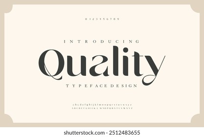 Premium letras y números de alfabeto elegantes y lujosos. Elegante tipografía de boda clásica serif fuente decorativa vintage retro. Ilustración vectorial creativa