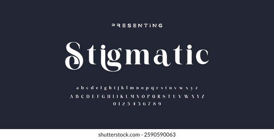 Premium luxury elegant alphabet letters and numbers. Elegant wedding typography classic serif font decorative vintage retro. Creative vector illustration