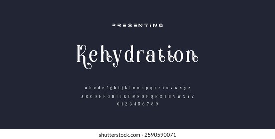 Premium luxury elegant alphabet letters and numbers. Elegant wedding typography classic serif font decorative vintage retro. Creative vector illustration