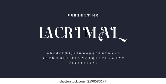 Premium luxury elegant alphabet letters and numbers. Elegant wedding typography classic serif font decorative vintage retro. Creative vector illustration