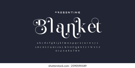 Premium luxury elegant alphabet letters and numbers. Elegant wedding typography classic serif font decorative vintage retro. Creative vector illustration