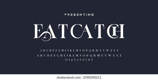 Premium luxury elegant alphabet letters and numbers. Elegant wedding typography classic serif font decorative vintage retro. Creative vector illustration