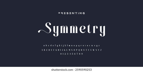 Premium luxury elegant alphabet letters and numbers. Elegant wedding typography classic serif font decorative vintage retro. Creative vector illustration