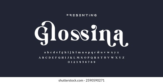 Premium luxury elegant alphabet letters and numbers. Elegant wedding typography classic serif font decorative vintage retro. Creative vector illustration