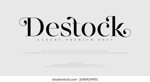 Premium luxury elegant alphabet letters and numbers. Vintage wedding typography classic serif font decorative vintage retro. creative vector illustration