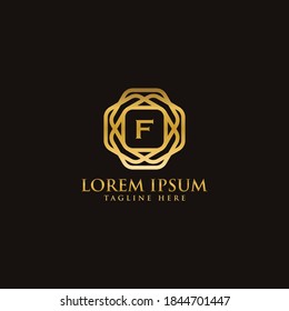 Premium luxury F logo design template elements, Vector vintage letter icon.