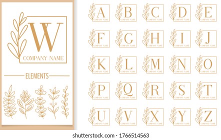 Premium Luxury floral frame letter logo template