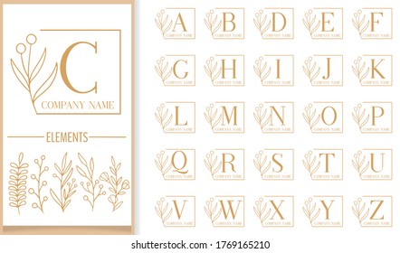 Premium Luxury floral frame letter logo template
