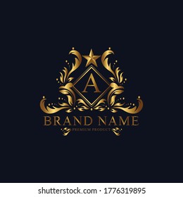 A premium luxury gold monogram logo. A letter logo. A monogram luxury gold logo.