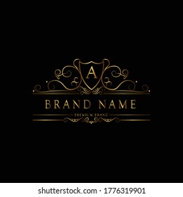 A premium luxury gold monogram logo. A letter logo. A monogram luxury gold logo.