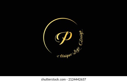 Premium luxury gold P letter monogram logo template vector