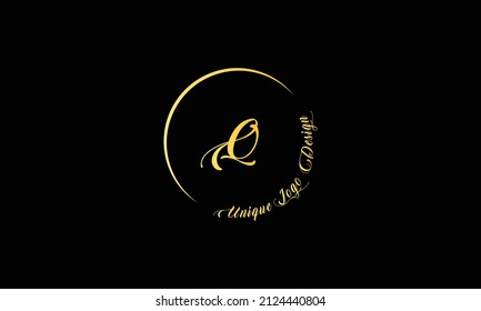 Premium luxury gold Q letter monogram logo template vector