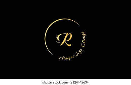 Premium luxury gold R letter monogram logo template vector