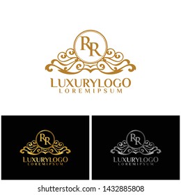 Premium Luxury Gold Silver Monogram Logo Template Vector