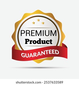 Premium, sellos dorados de lujo, Anuncios y esquinas de cinta, insignias de calidad premium de Vector. Etiquetas de lujo y emblemas de oro de productos VIP o sellos de pegatinas con estrella de calidad premium y corona en sedoso