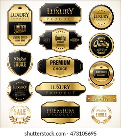 Premium and luxury golden retro badges and labels collection