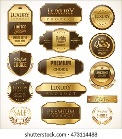 Premium and luxury golden retro badges and labels collection