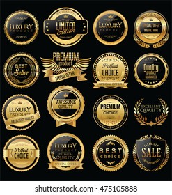 Premium and luxury golden retro badges and labels collection