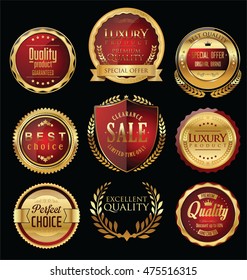 Premium and luxury golden retro badges and labels collection 