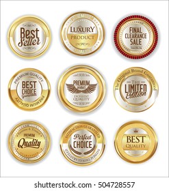 Premium And Luxury Golden Retro Badges And Labels Collection