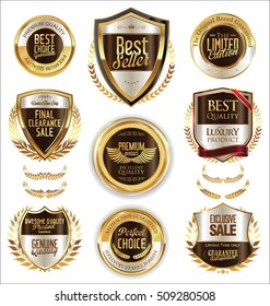 Premium and luxury golden retro badges and labels collection