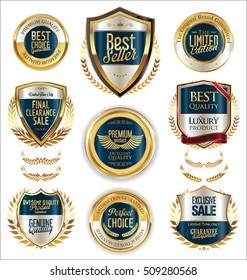 Premium and luxury golden retro badges and labels collection