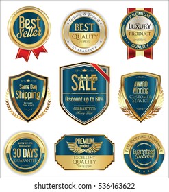 Premium and luxury golden retro badges and labels collection