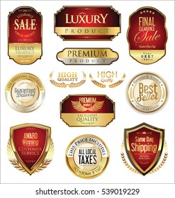 Premium and luxury golden retro badges and labels collection