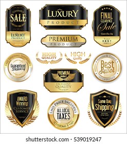 Premium and luxury golden retro badges and labels collection