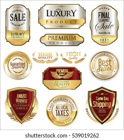 Premium and luxury golden retro badges and labels collection
