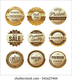 Premium and luxury golden retro badges and labels collection