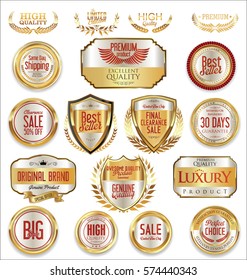 Premium and luxury golden retro badges and labels collection