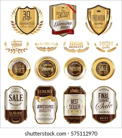 Premium and luxury golden retro badges and labels collection