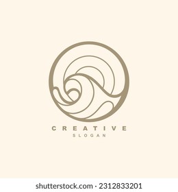 Premium luxury golden sea wave logo design