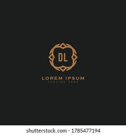 Premium luxury letter DL logo design template. monogram initials sign symbol. elegant jewelry frame icon