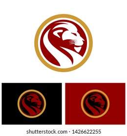 Premium Luxury Lion Head Badge Emblem Logo Template Vector